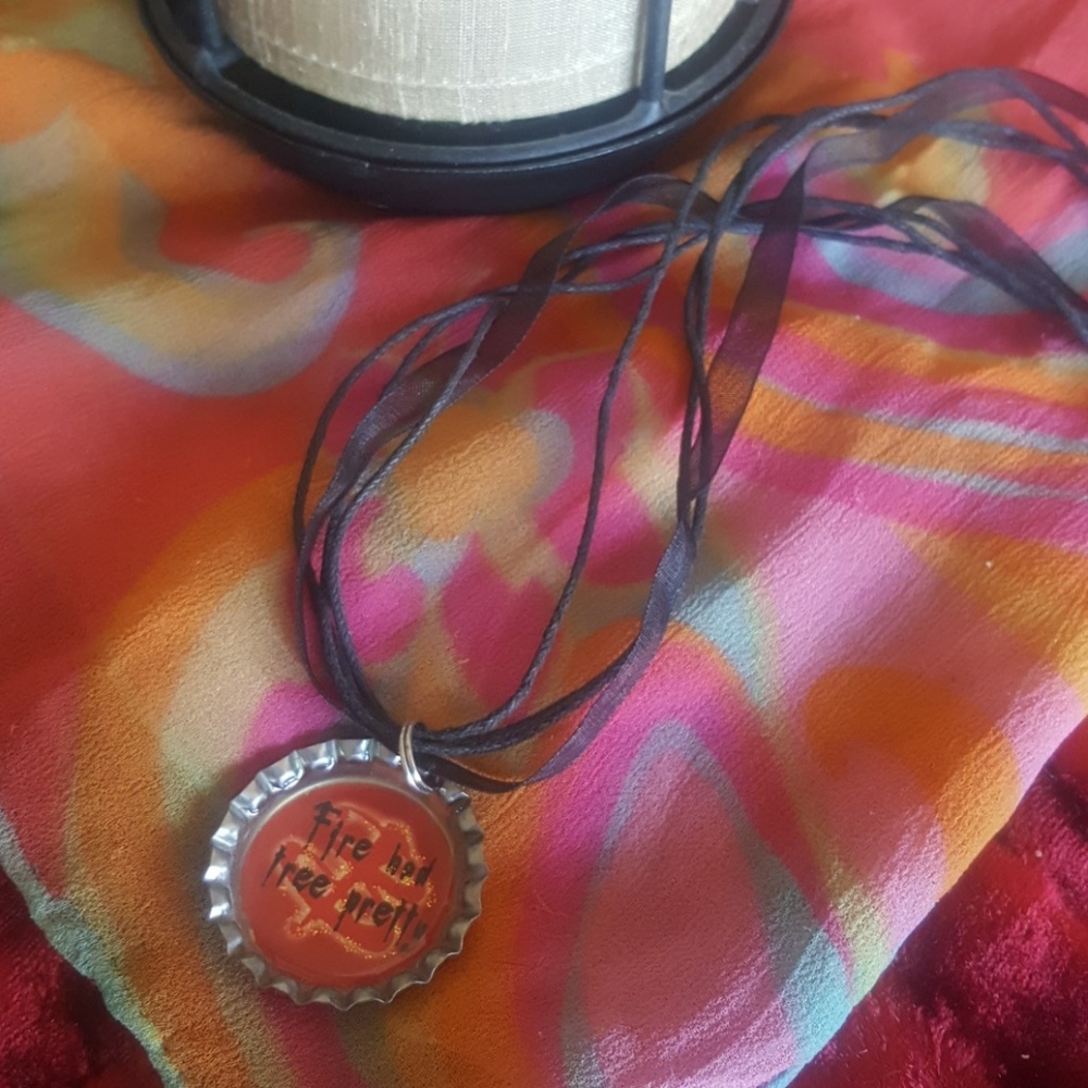 Buffy bottle cap necklace, black choker